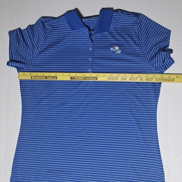 Nike Golf Polo Shirt womens XL Blue Stripe Collared Tour Performance Dri Fit - Picture 8 of 9